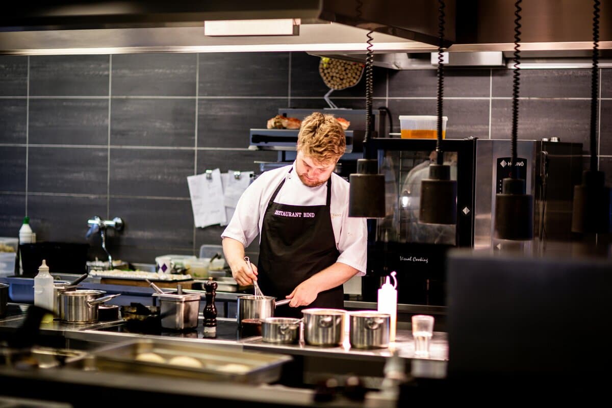 Work in a commercial kitchen