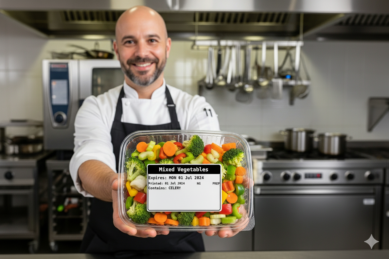 Defrost label on a container