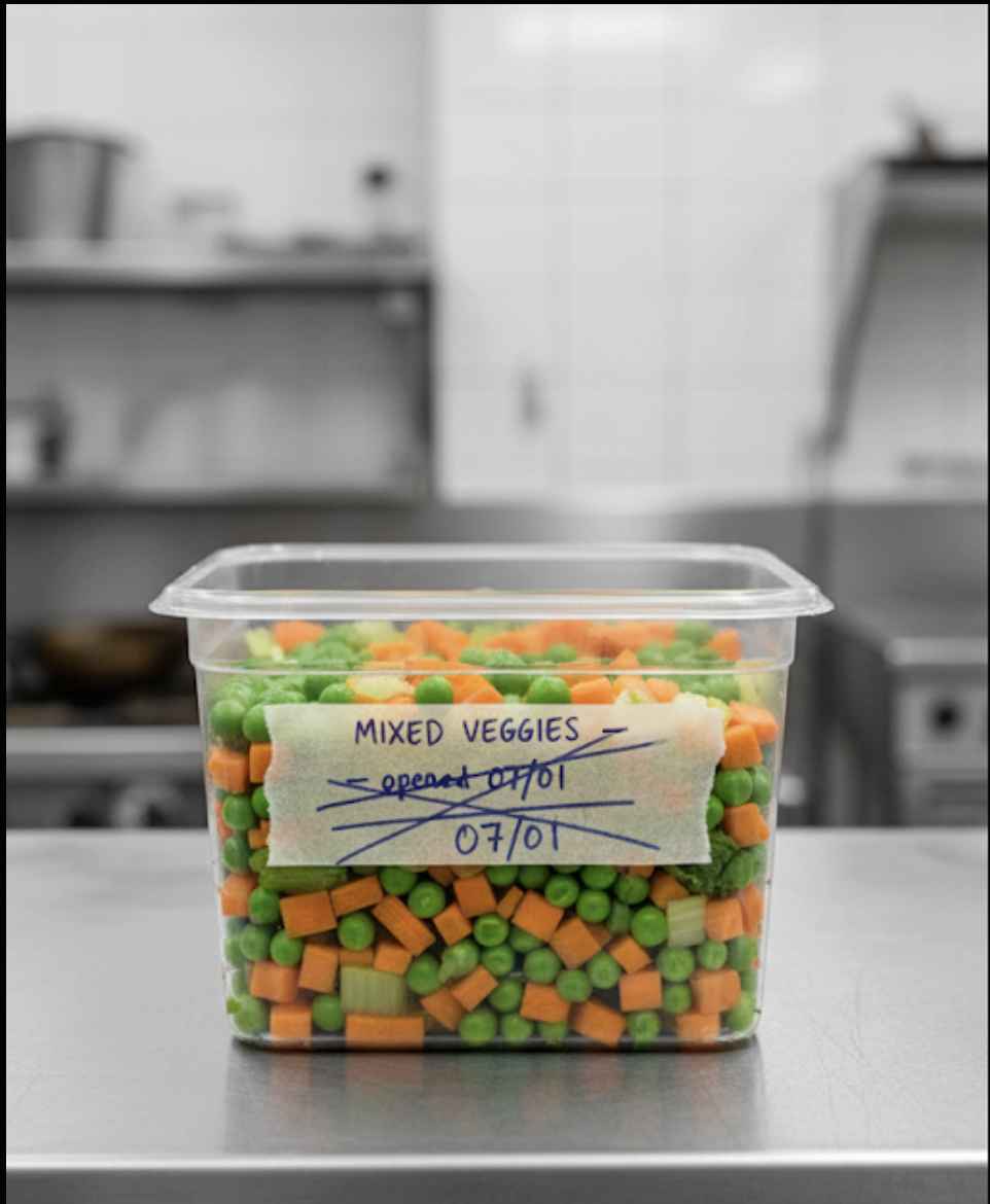 Ingredient label on a container